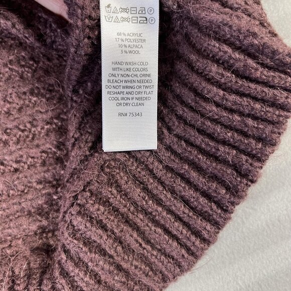 Tahari Sweater Womens Large Ribbed Mock Neck Alpaca Blend Soft Pullover Top - Picture 3 of 6